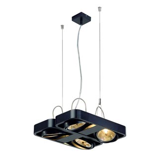 159060 AIXLIGHT® R2 SQUARE QRB111 светильник подвесной с ЭПН для 4-x ламп QRB111 по 50Вт макс., черный, Marbel