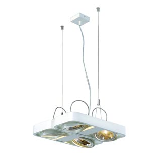 159061 AIXLIGHT® R2 SQUARE QRB111 светильник подвесной с ЭПН для 4-x ламп QRB111 по 50Вт макс., белый, Marbel