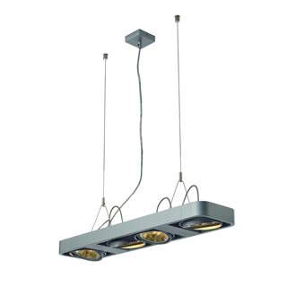 159084 AIXLIGHT® R2 LONG QRB111 светильник подвесной с ЭПН для 4-x ламп QRB111 по 50Вт макс., серебристый, Marbel