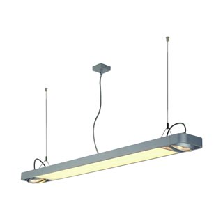 159124 AIXLIGHT® R2 OFFICE T5 54W светильник подвесной c ЭПРА для ламп T5 2х54Вт и ES111 2х75Вт макс серебр, Marbel