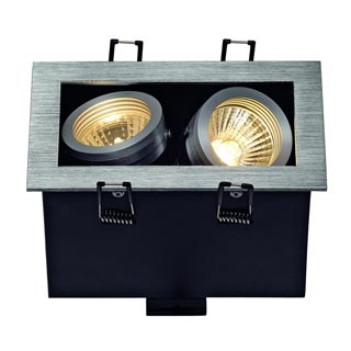 115526 KADUX 2 GU10 Downlight, eckig, alu brushed, max. 2x50W, Marbel