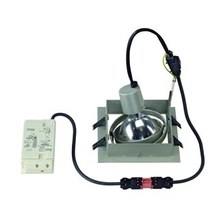 162054 HQI SQUARE DL 195 SET светильник встраиваемый с ЭПРА для лампы HQI-T G12 70Вт, серебристый, Marbel