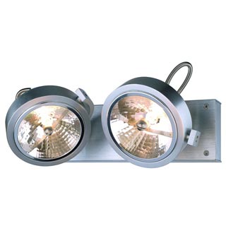 147266 KALU 2 светильник накладной с ЭПН для 2-x ламп QRB111 по 50Вт макс., матированный алюминий, Marbel