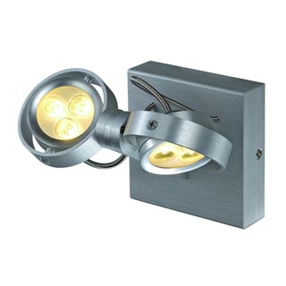 147772 KALU 2 LED DOUBLE светильник накладной с 6-ю белыми теплыми PowerLED по 1Вт, матированный алюминий, Marbel 147772 KALU 2 LED DOUBLE светильник накладной с 6-ю белыми теплыми PowerLED по 1Вт, матированный алюминий, Marbel
