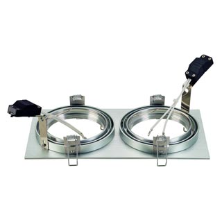 111372 NEW TRIA 2 QRB111 светильник встраиваемый для 2-x ламп QRB111 по 75Вт макс., матир. алюминий, Marbel