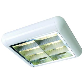 160771 TC RASTER 218 светильник накладной с энергосб.ЭмПРА для 2-х ламп ТC-L по 18Вт, белый, Marbel