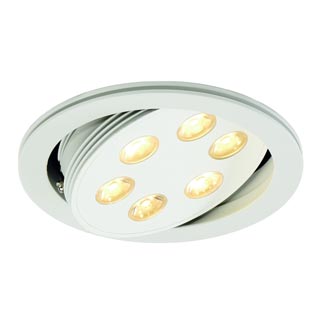 113642 TRITON 6 светильник встраиваемый с 6 PowerLED по 3Вт, 3000K, 900 Лм, текстурный белый, Marbel